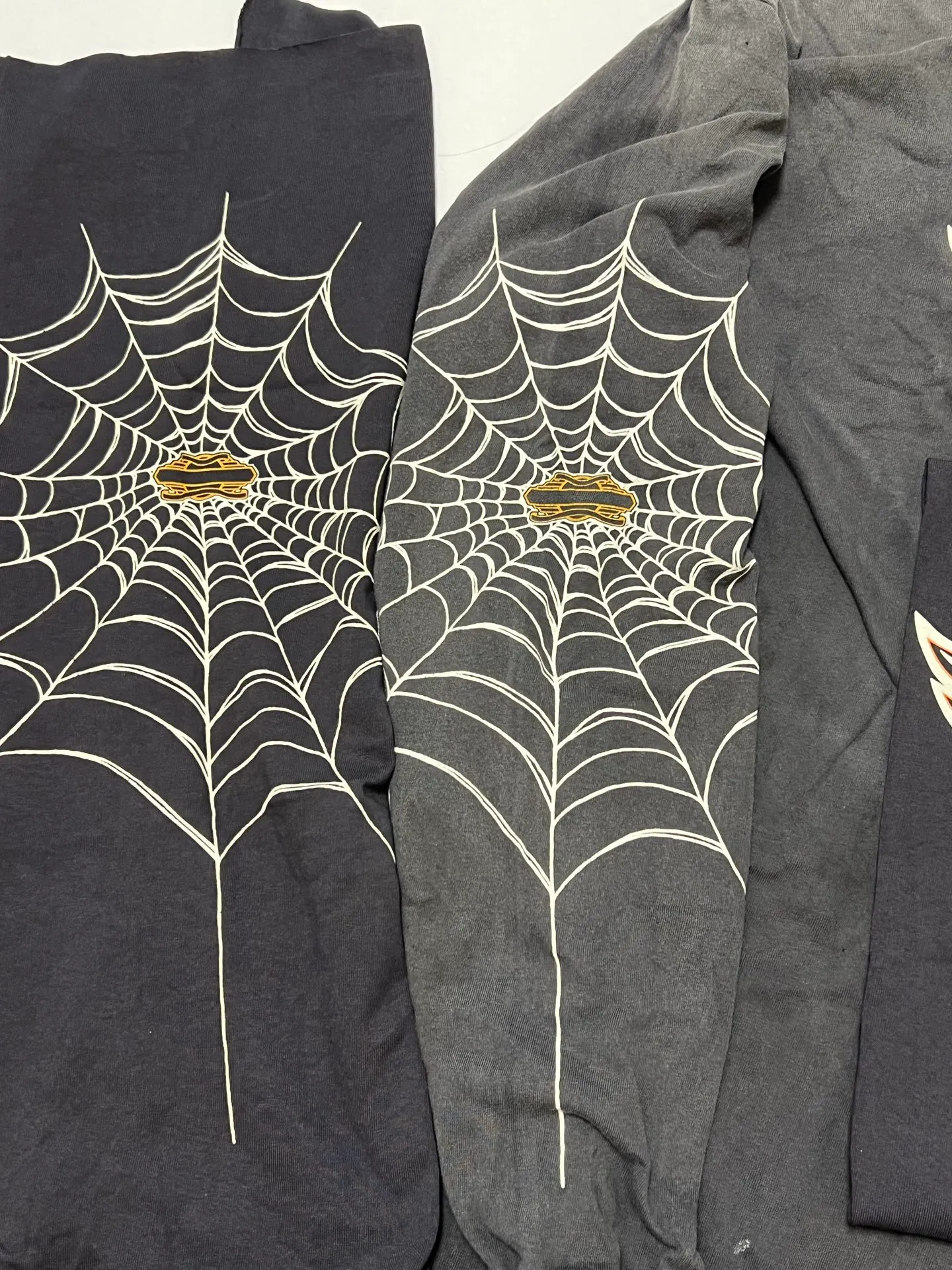 Authentic level printing technology SAINT Mxxxxxx × TEFLON DISCO ML_LS TEE/INSANITY/BLK Spider web INSANITY distressed long sleeves washed black S-XL
